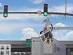美国男子修红绿灯被撞翻倒吊在半空中 生死瞬间全靠安全带救命[推荐]