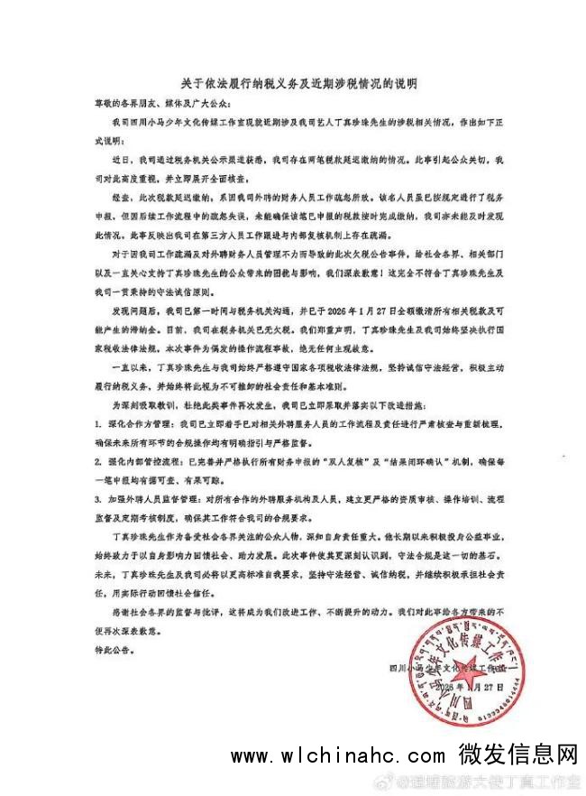 丁真工作室就&ldquo;欠税3.4万&rdquo;致歉